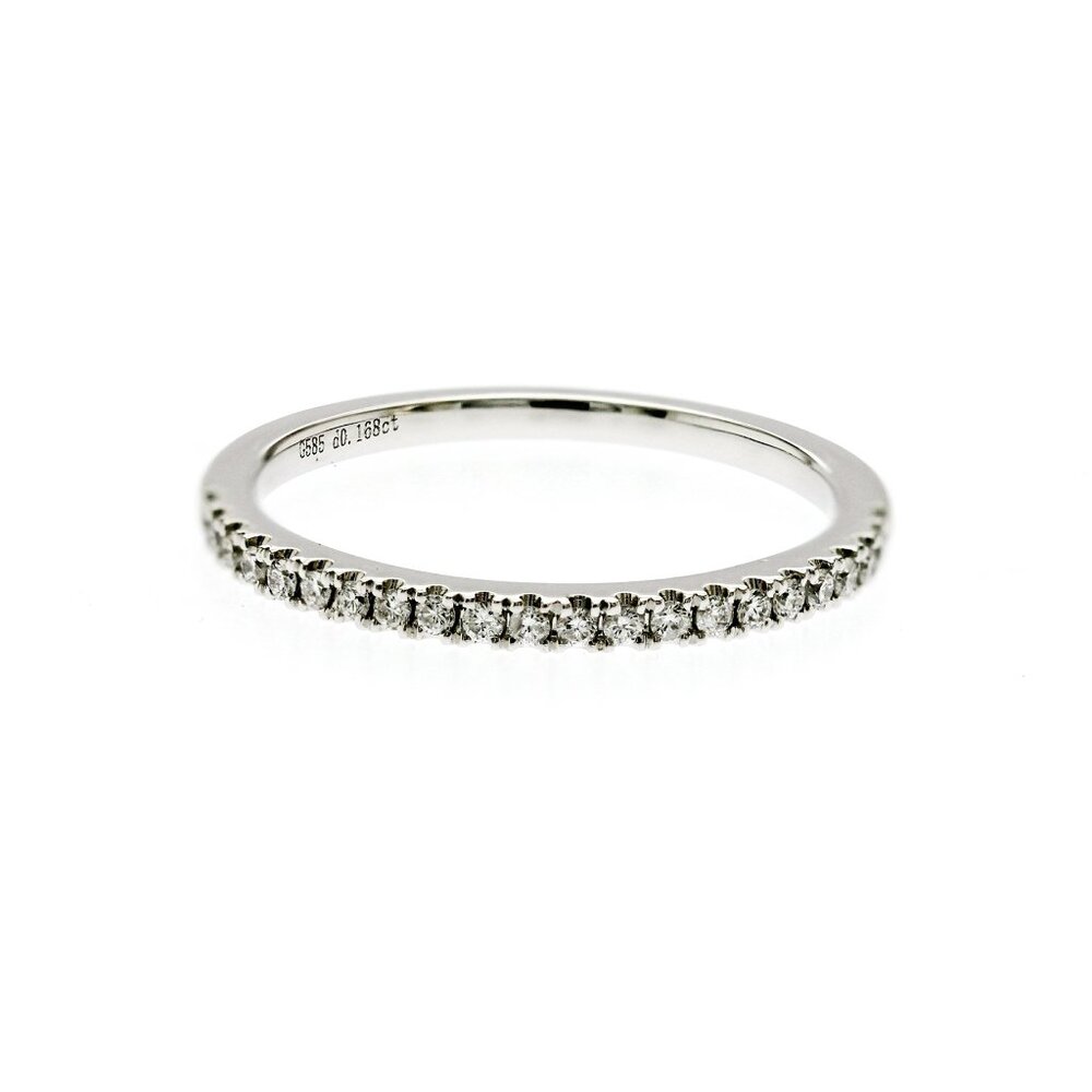 0.16 CT Natural Diamond 14K White Gold Wedding Band Ring Size 6.5
